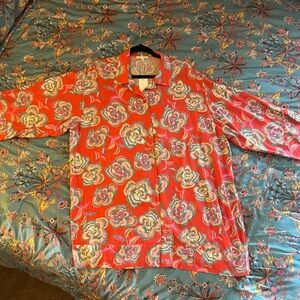 Z Supply Red Floral Long Sleeve Dress